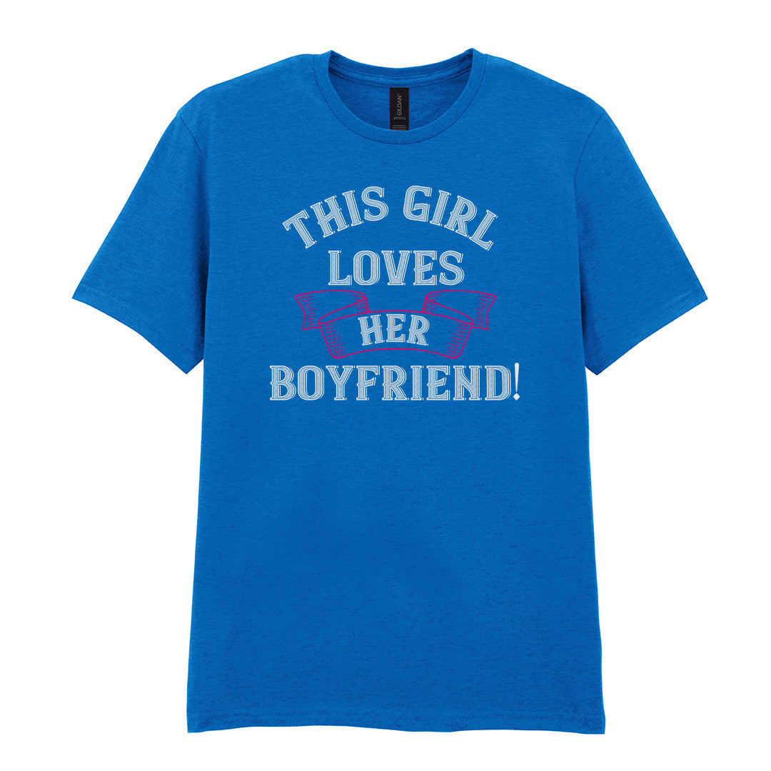 IPRINTOP This Girl Loves Her Boyfriend Graphic T-Shirt in Royal - decorative love-themed lettering