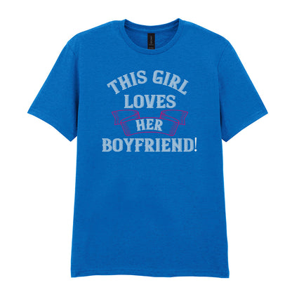 IPRINTOP This Girl Loves Her Boyfriend Graphic T-Shirt in Royal - decorative love-themed lettering