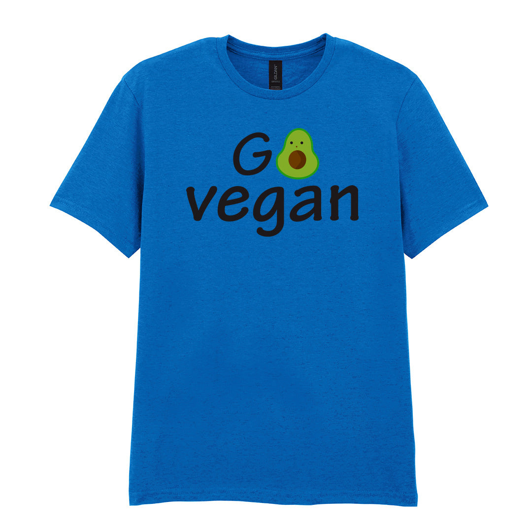 IPRINTOP Vegan Vibes Graphic T-Shirt in Royal - Go Vegan avocado lettering