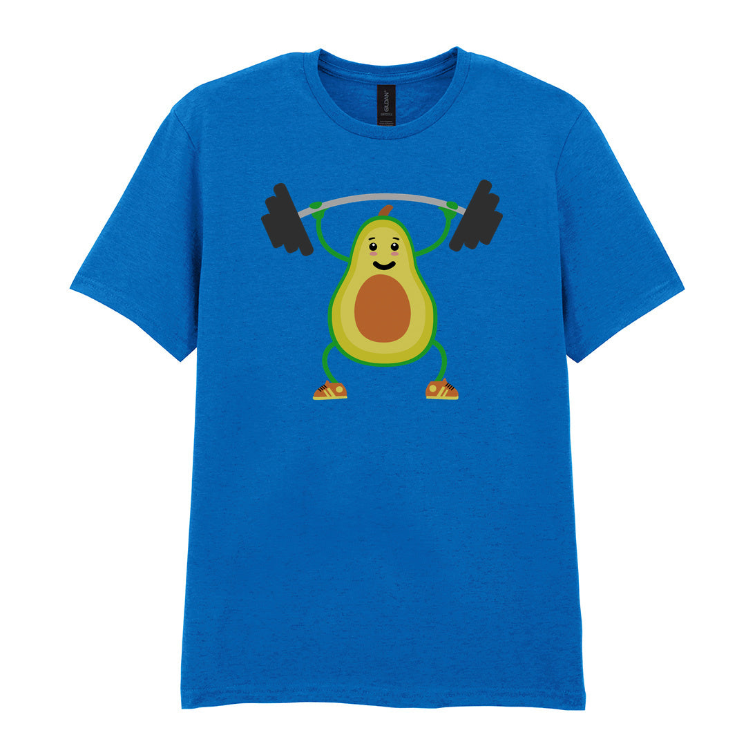 IPRINTOP Vegan Lift Weights Graphic T-Shirt in Royal - avocado lifting weights