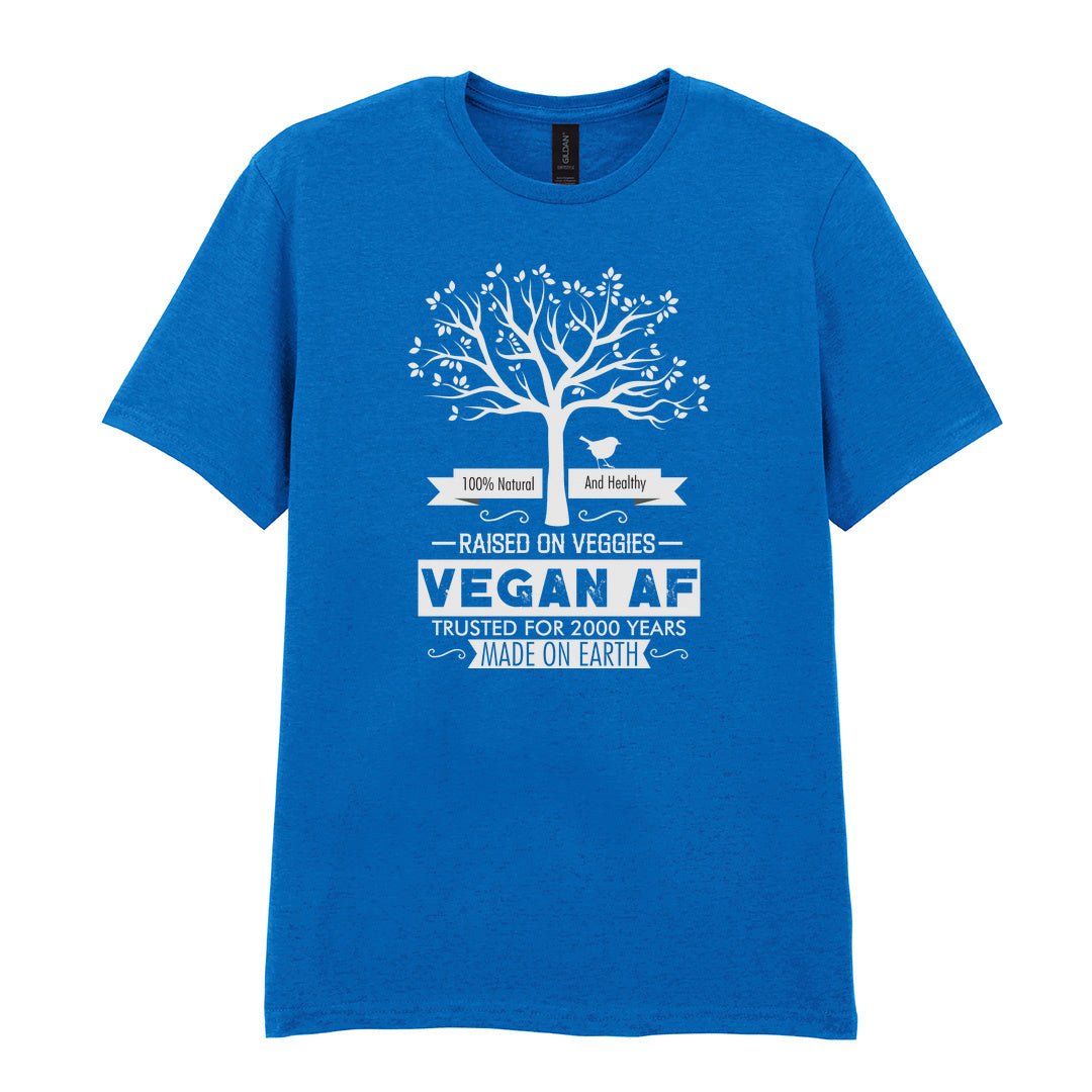 IPRINTOP 100% Natural and Healthy Graphic T-Shirt in Royal - tree and Vegan AF lettering