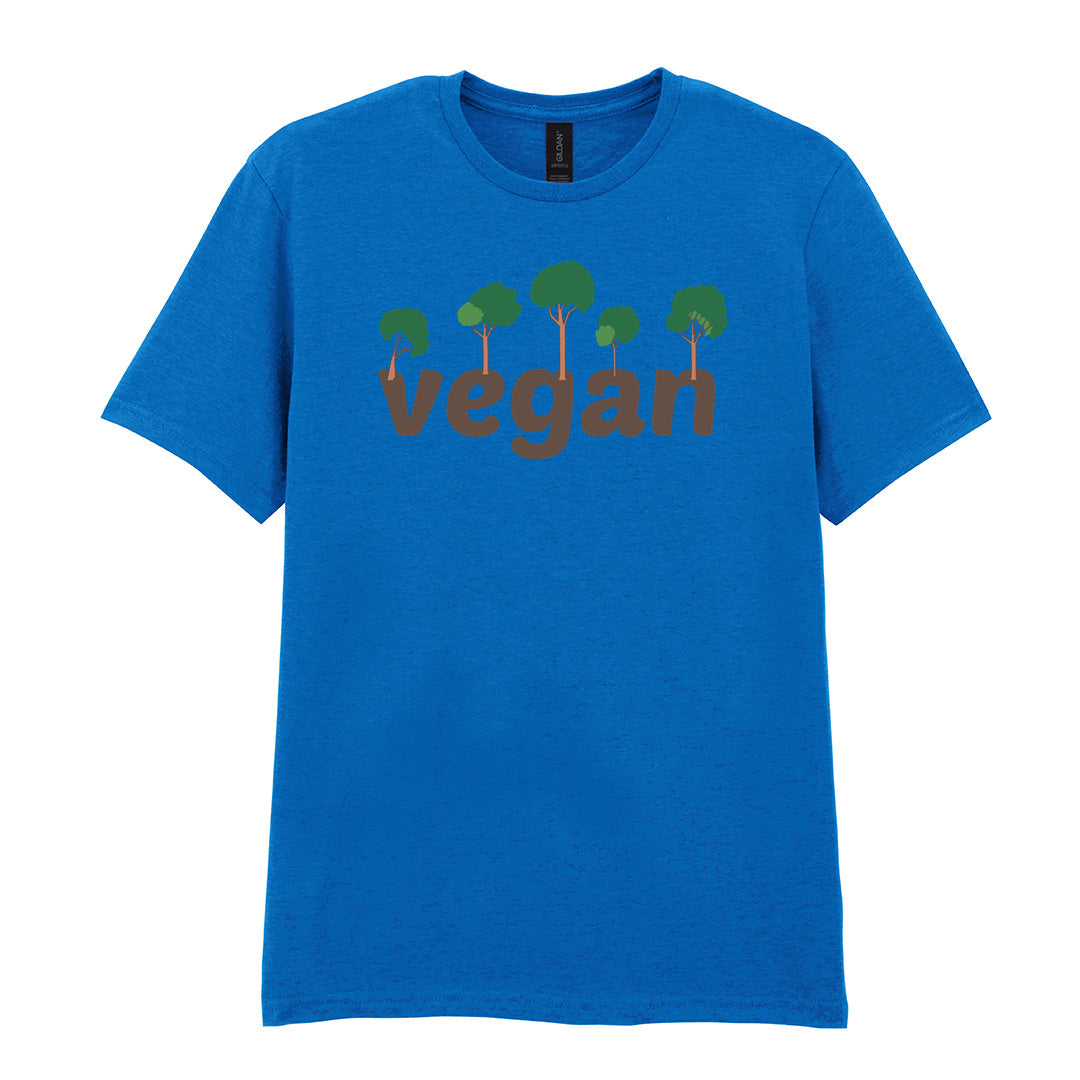 IPRINTOP Embrace Vegan Vibes Graphic T-Shirt in Royal - Vegan wordmark with trees