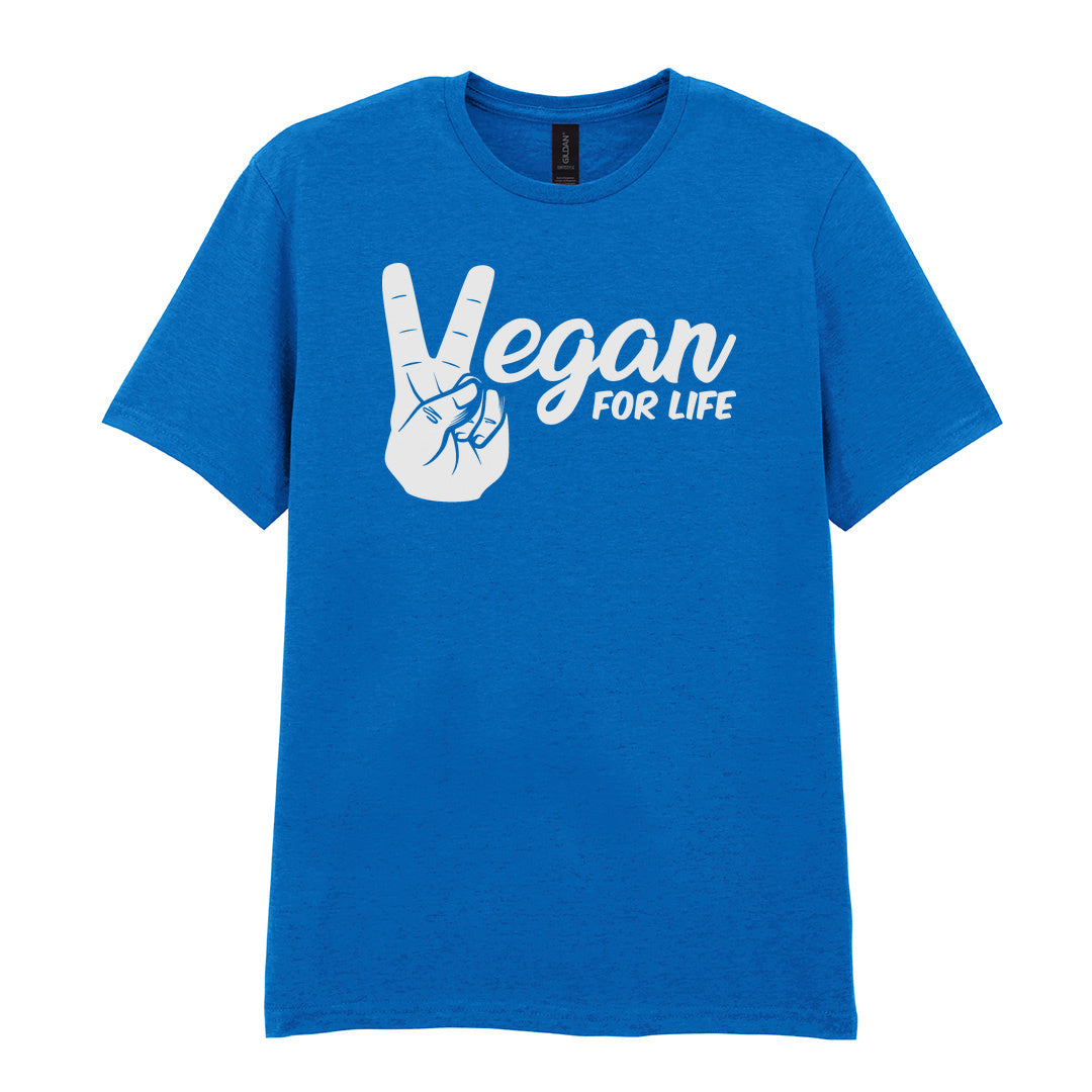 IPRINTOP Vegan For Life Graphic T-Shirt in Royal - peace hand and Vegan For Life