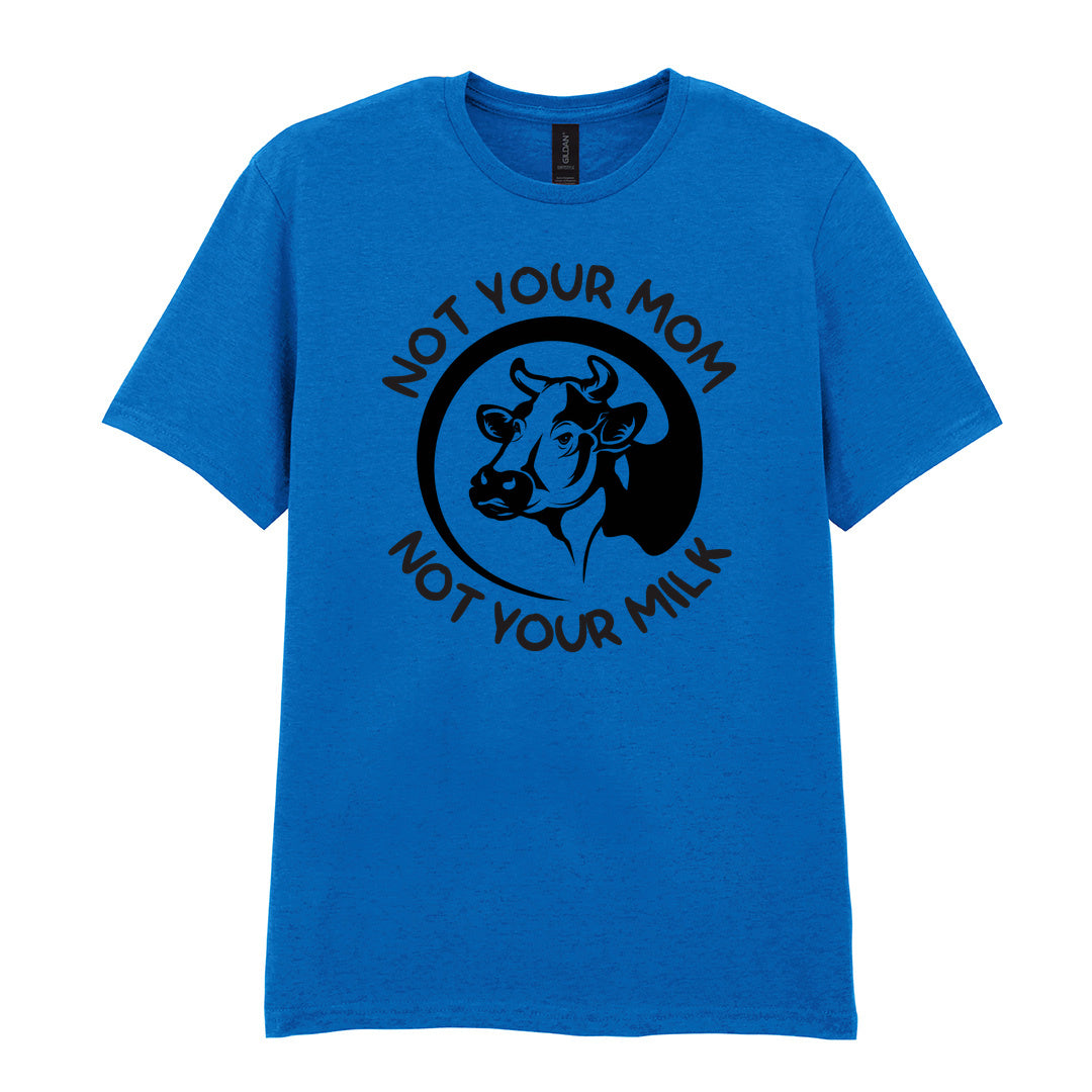 IPRINTOP Not Your Mom Not Your Milk Graphic T-Shirt in Royal - cow portrait and milk slogan