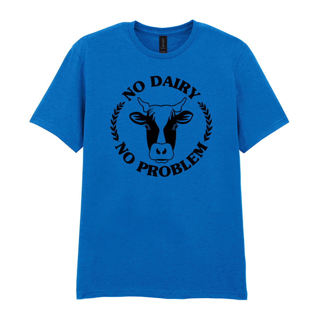 IPRINTOP No Dairy No Problem Graphic T-Shirt in Royal - cow face and No Dairy No Problem