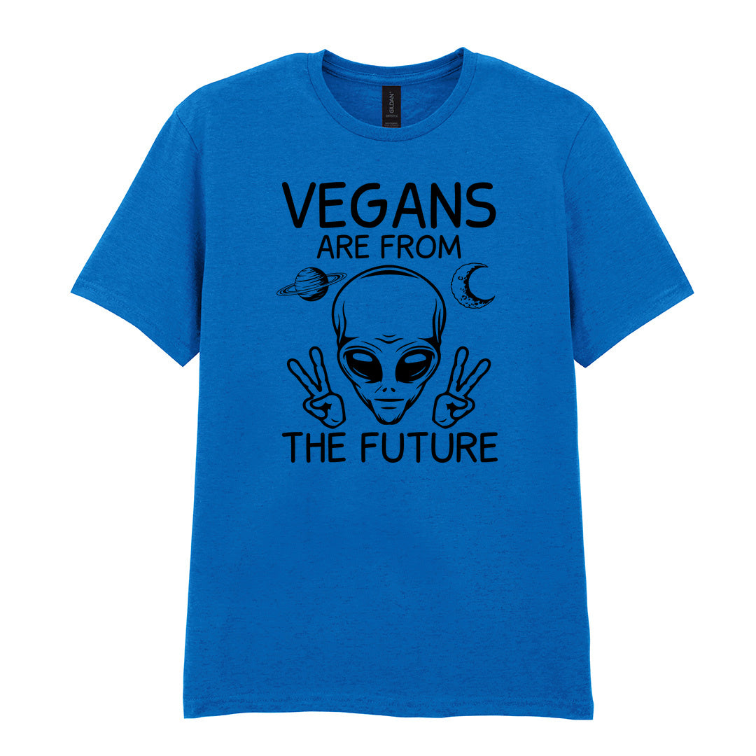 IPRINTOP Vegans Are From The Future Graphic T-Shirt in Royal - alien with two peace signs