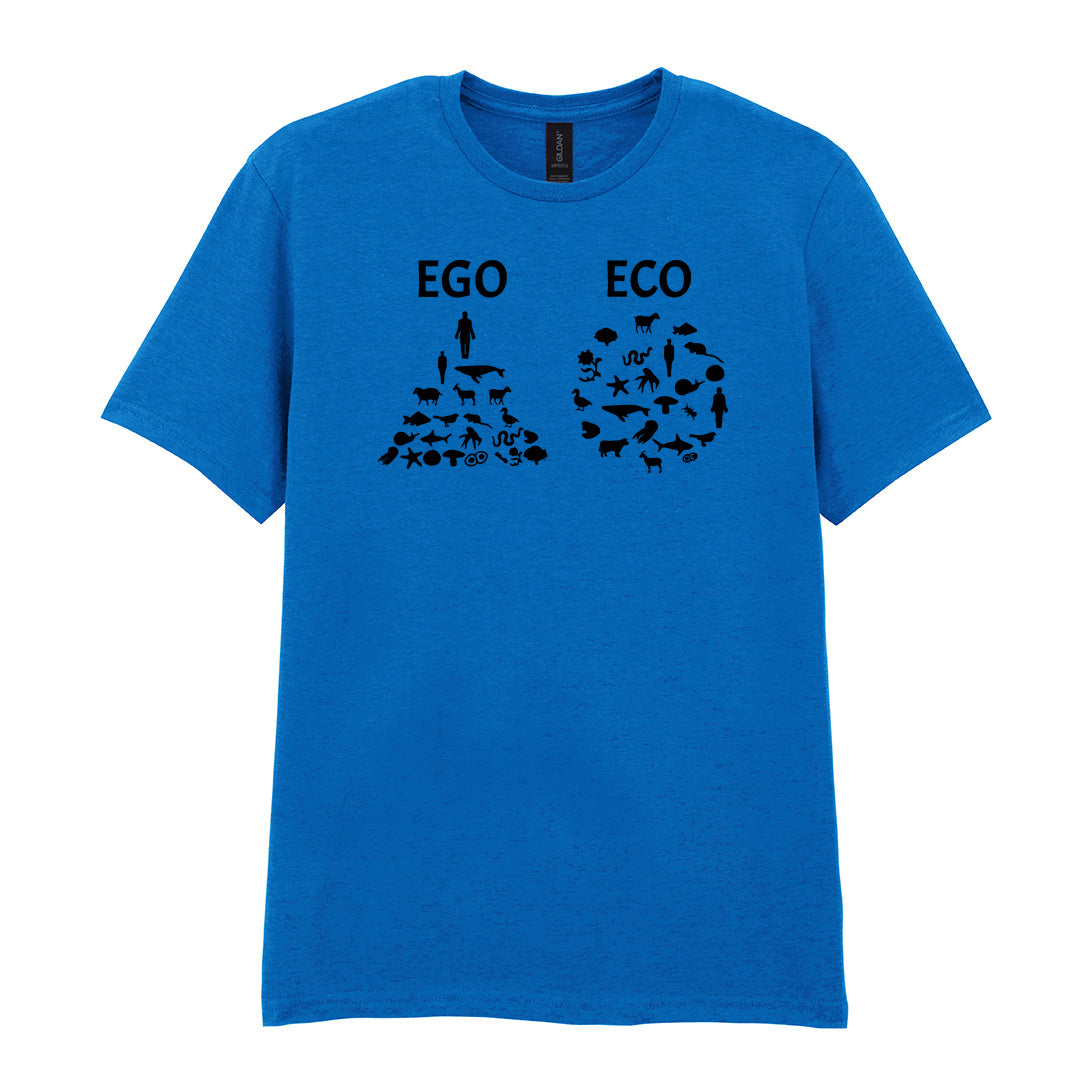 IPRINTOP Embrace Vegan Vibes Graphic T-Shirt in Royal - Ego and Eco animal diagrams