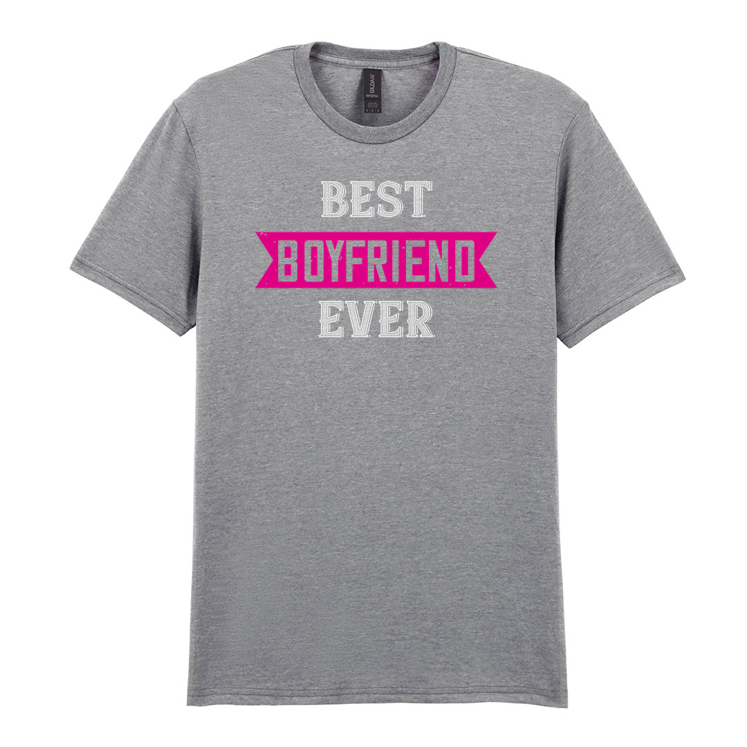 IPRINTOP Best Boyfriend Ever Graphic T-Shirt in RS Sports Grey - pink banner and white lettering