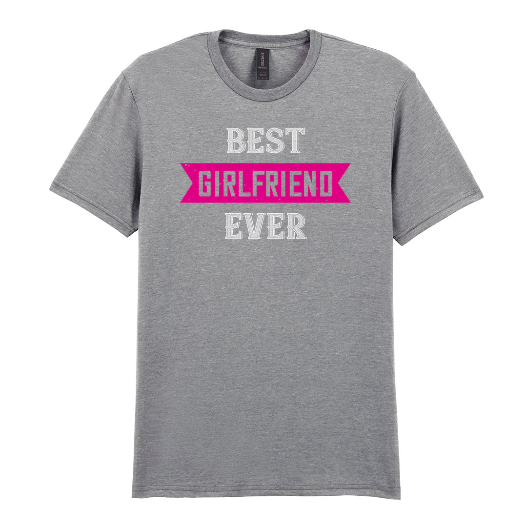 IPRINTOP Best Girlfriend Ever Graphic T-Shirt in RS Sports Grey - pink banner and white lettering