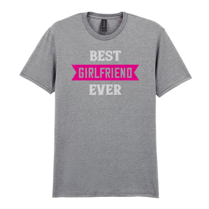 IPRINTOP Best Girlfriend Ever Graphic T-Shirt in RS Sports Grey - pink banner and white lettering
