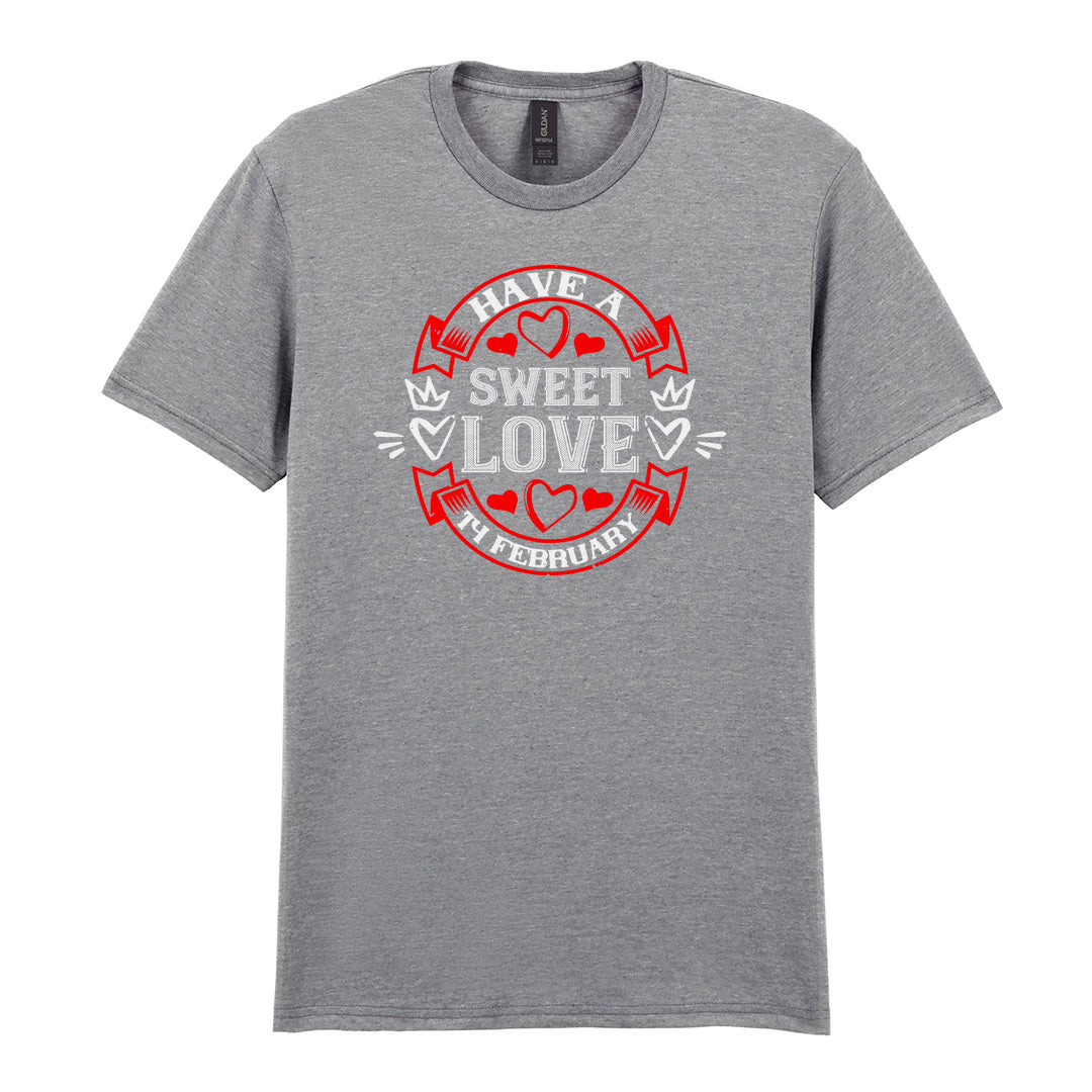IPRINTOP Have A Sweet Love Graphic T-Shirt in RS Sports Grey - red hearts and circular love emblem