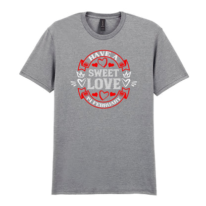 IPRINTOP Have A Sweet Love Graphic T-Shirt in RS Sports Grey - red hearts and circular love emblem