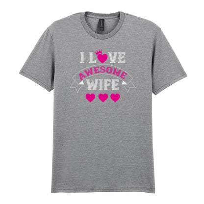 IPRINTOP I Love Awesome Wife Graphic T-Shirt in RS Sports Grey - decorative love-themed lettering