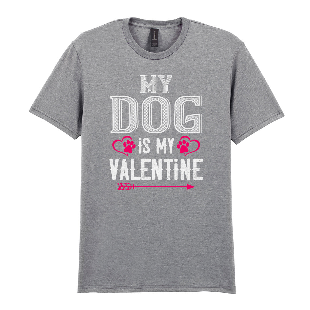 IPRINTOP My Dog Is My Valentine Graphic T-Shirt in RS Sports Grey - heart-shaped paws and an arrow