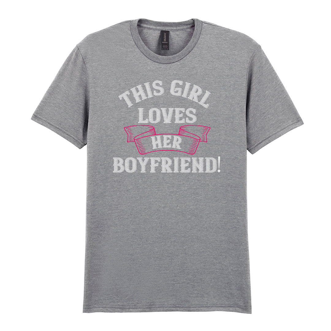 IPRINTOP This Girl Loves Her Boyfriend Graphic T-Shirt in RS Sports Grey - decorative love-themed lettering