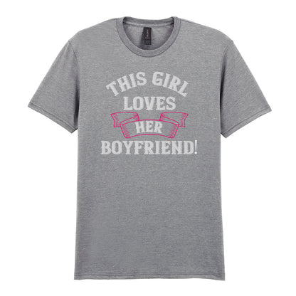 IPRINTOP This Girl Loves Her Boyfriend Graphic T-Shirt in RS Sports Grey - decorative love-themed lettering