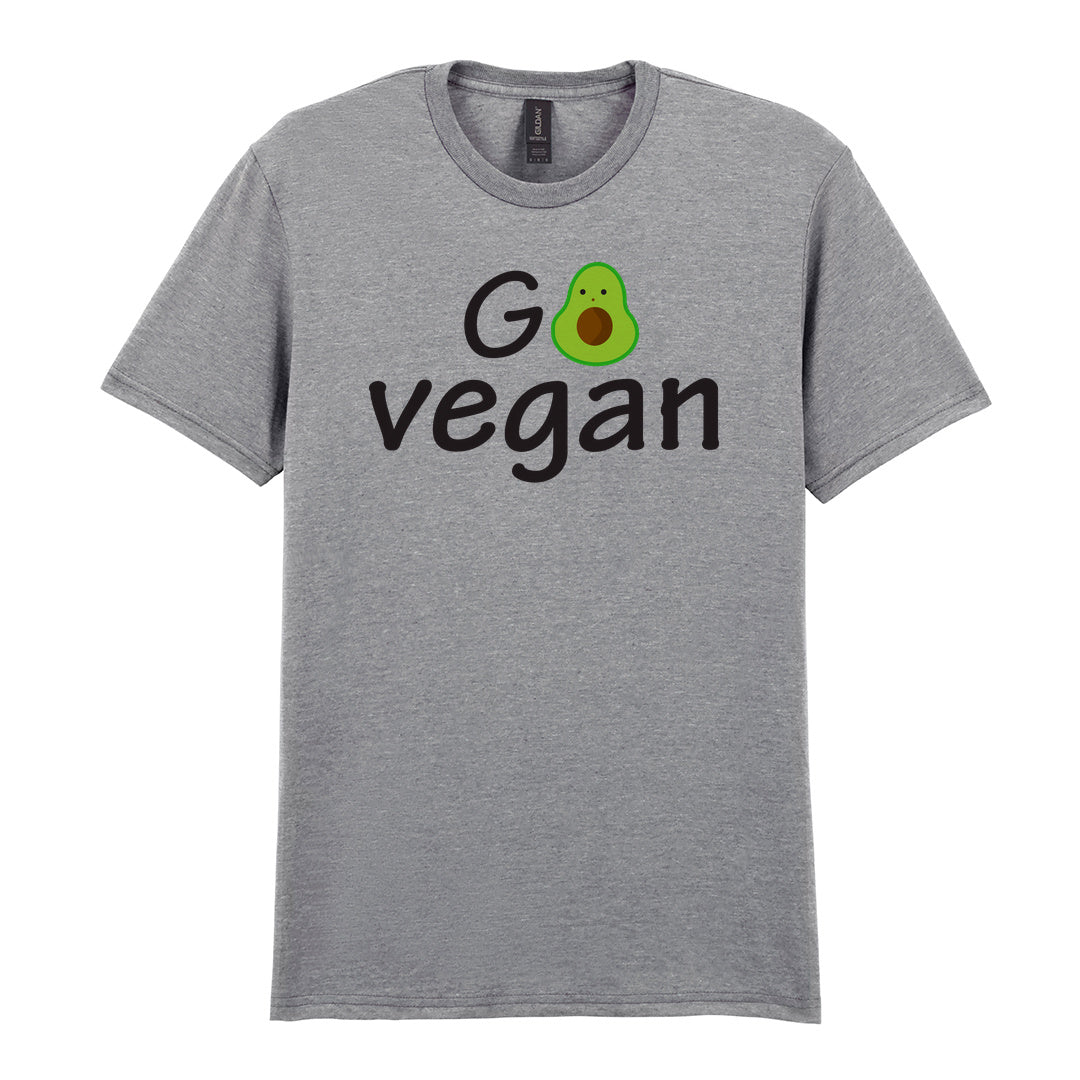IPRINTOP Vegan Vibes Graphic T-Shirt in RS Sports Grey - Go Vegan avocado lettering