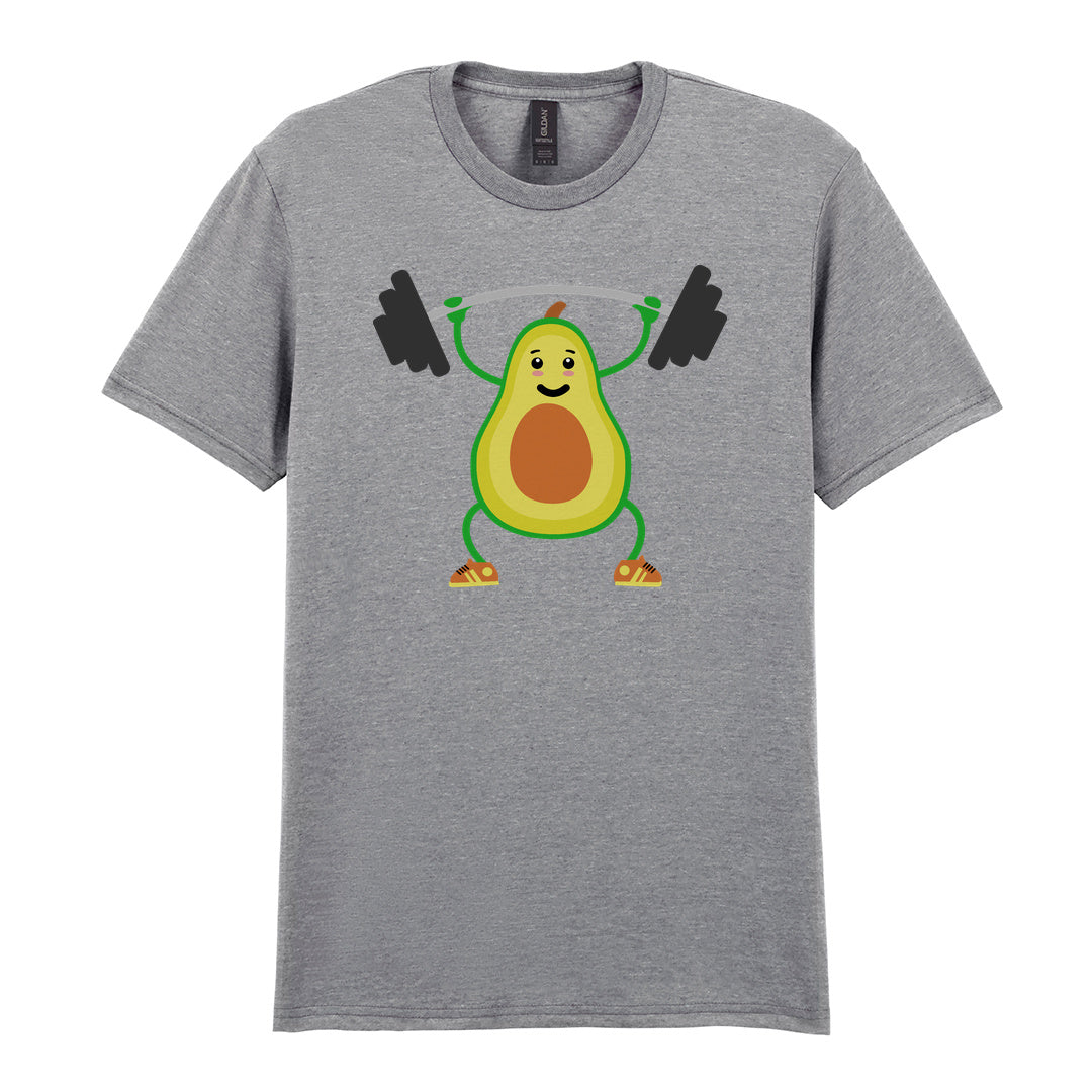 IPRINTOP Vegan Lift Weights Graphic T-Shirt in RS Sports Grey - avocado lifting weights