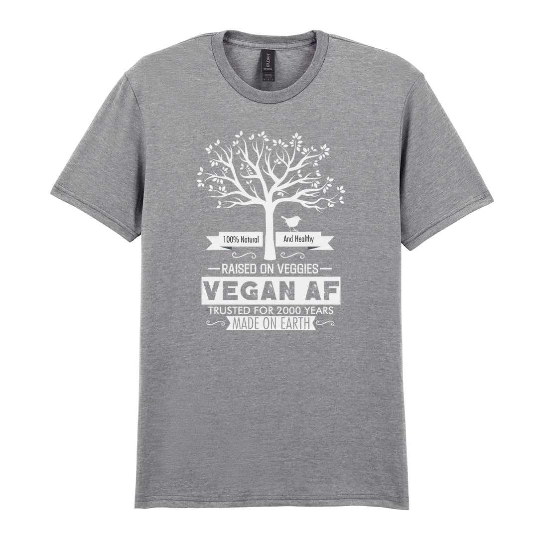 IPRINTOP 100% Natural and Healthy Graphic T-Shirt in RS Sports Grey - tree and Vegan AF lettering