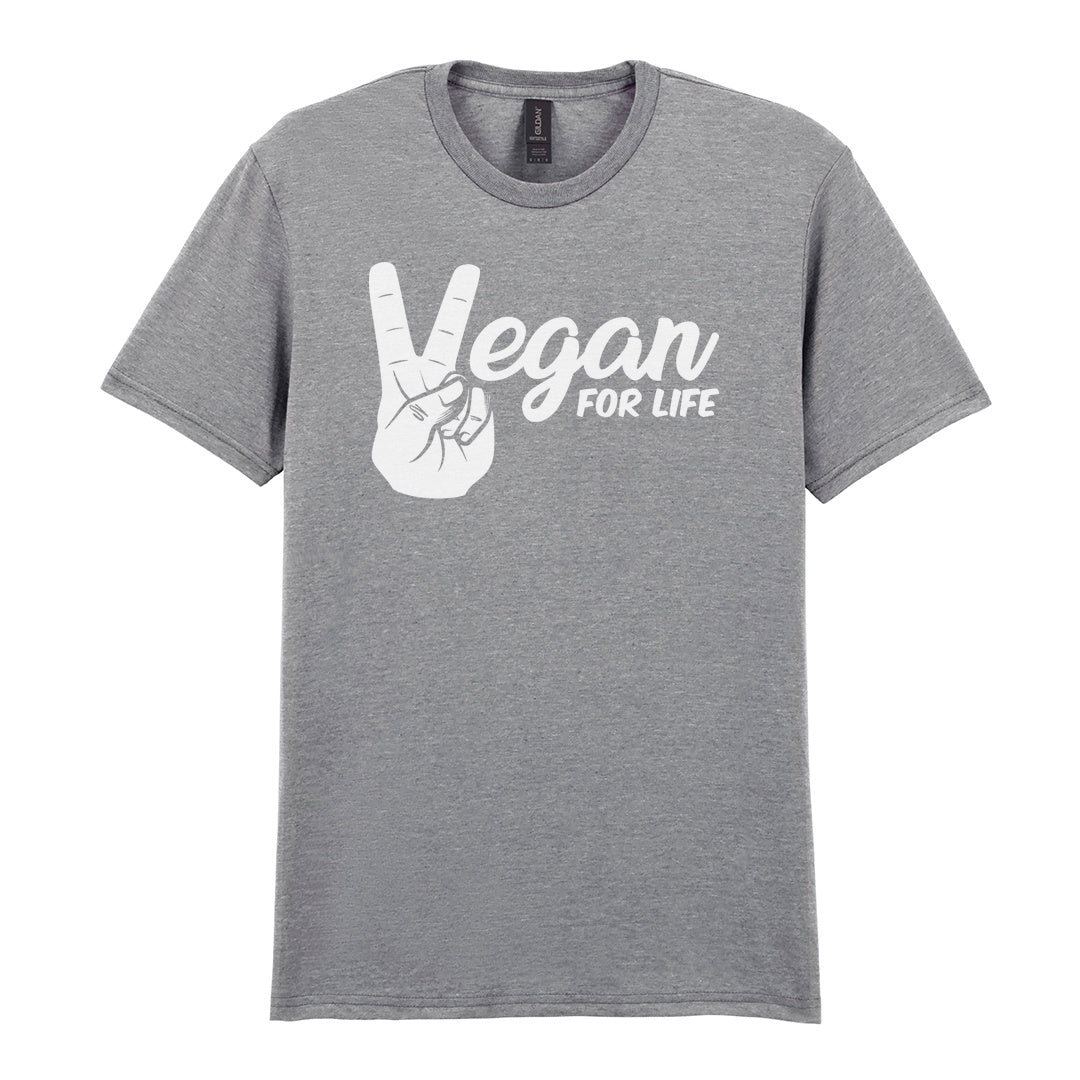 IPRINTOP Vegan For Life Graphic T-Shirt in RS Sports Grey - peace hand and Vegan For Life