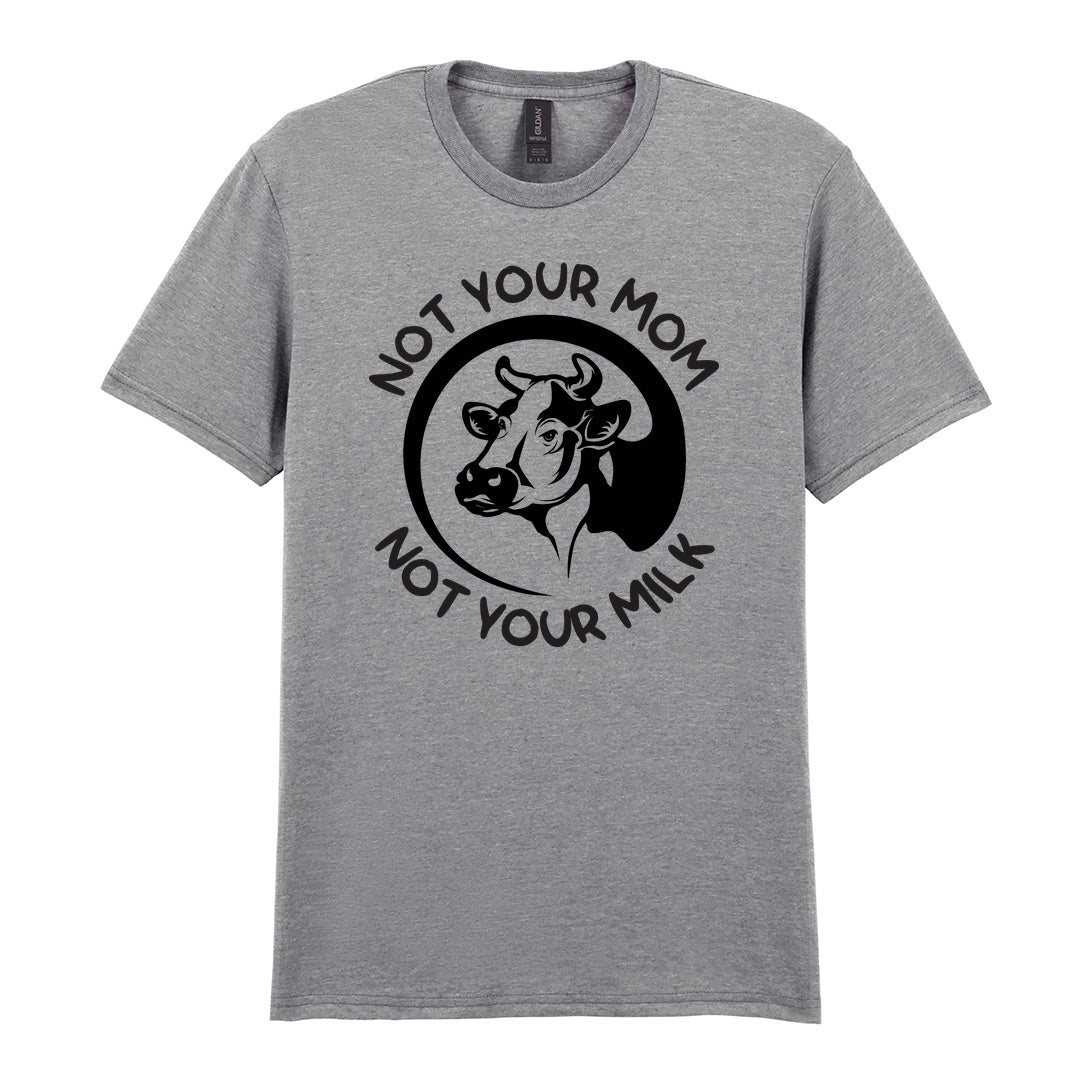 IPRINTOP Not Your Mom Not Your Milk Graphic T-Shirt in RS Sports Grey - cow portrait and milk slogan