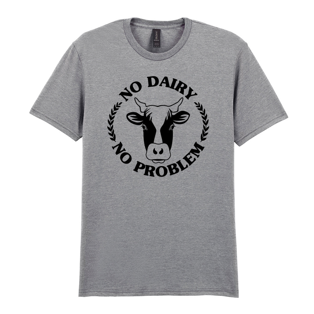 IPRINTOP No Dairy No Problem Graphic T-Shirt in RS Sports Grey - cow face and No Dairy No Problem