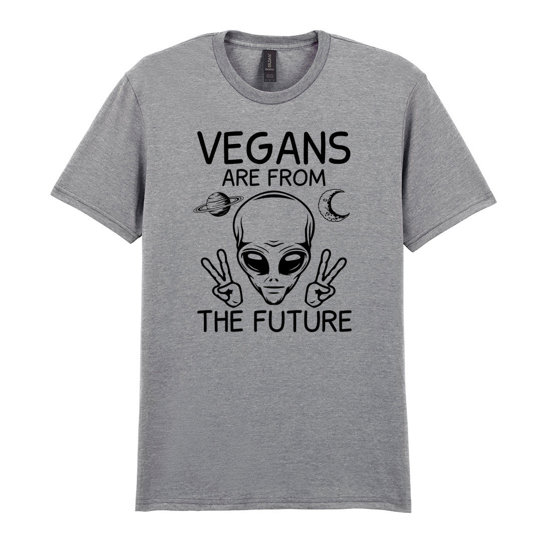 IPRINTOP Vegans Are From The Future Graphic T-Shirt in RS Sports Grey - alien with two peace signs