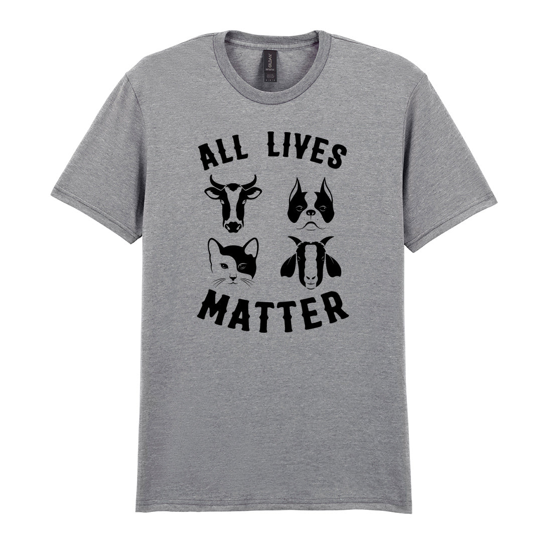 IPRINTOP All Lives Matter Graphic T-Shirt in RS Sports Grey - four animal faces