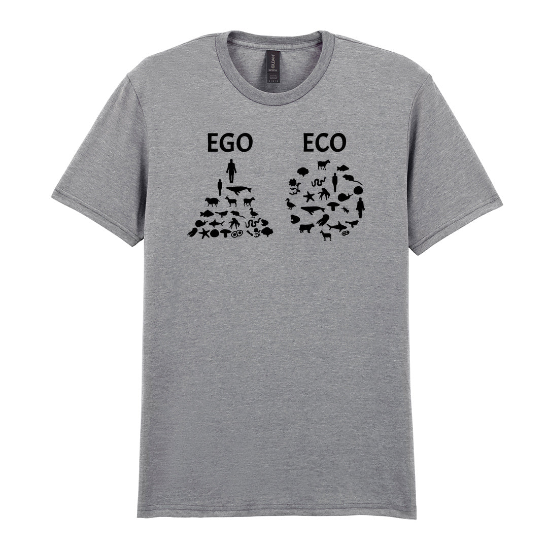 IPRINTOP Embrace Vegan Vibes Graphic T-Shirt in RS Sports Grey - Ego and Eco animal diagrams