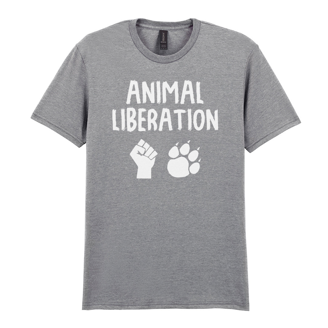 IPRINTOP Animal Liberation Graphic T-Shirt in RS Sports Grey - raised fist and animal paw