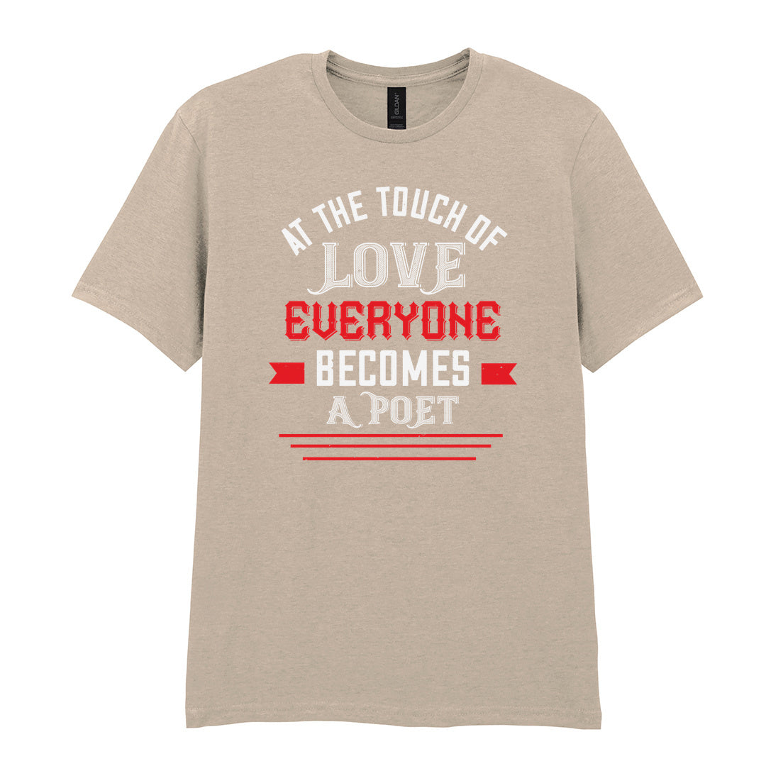 IPRINTOP At the Touch of Love Graphic T-Shirt in Sand - white and red poetry quote