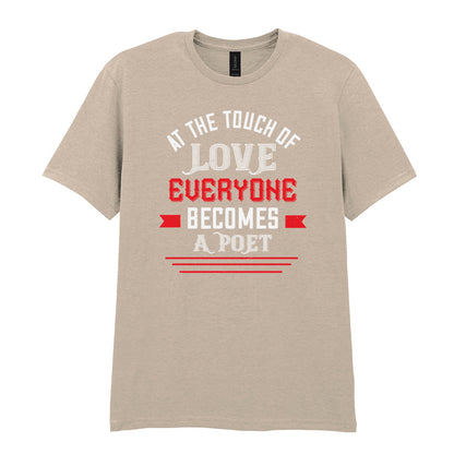 IPRINTOP At the Touch of Love Graphic T-Shirt in Sand - white and red poetry quote