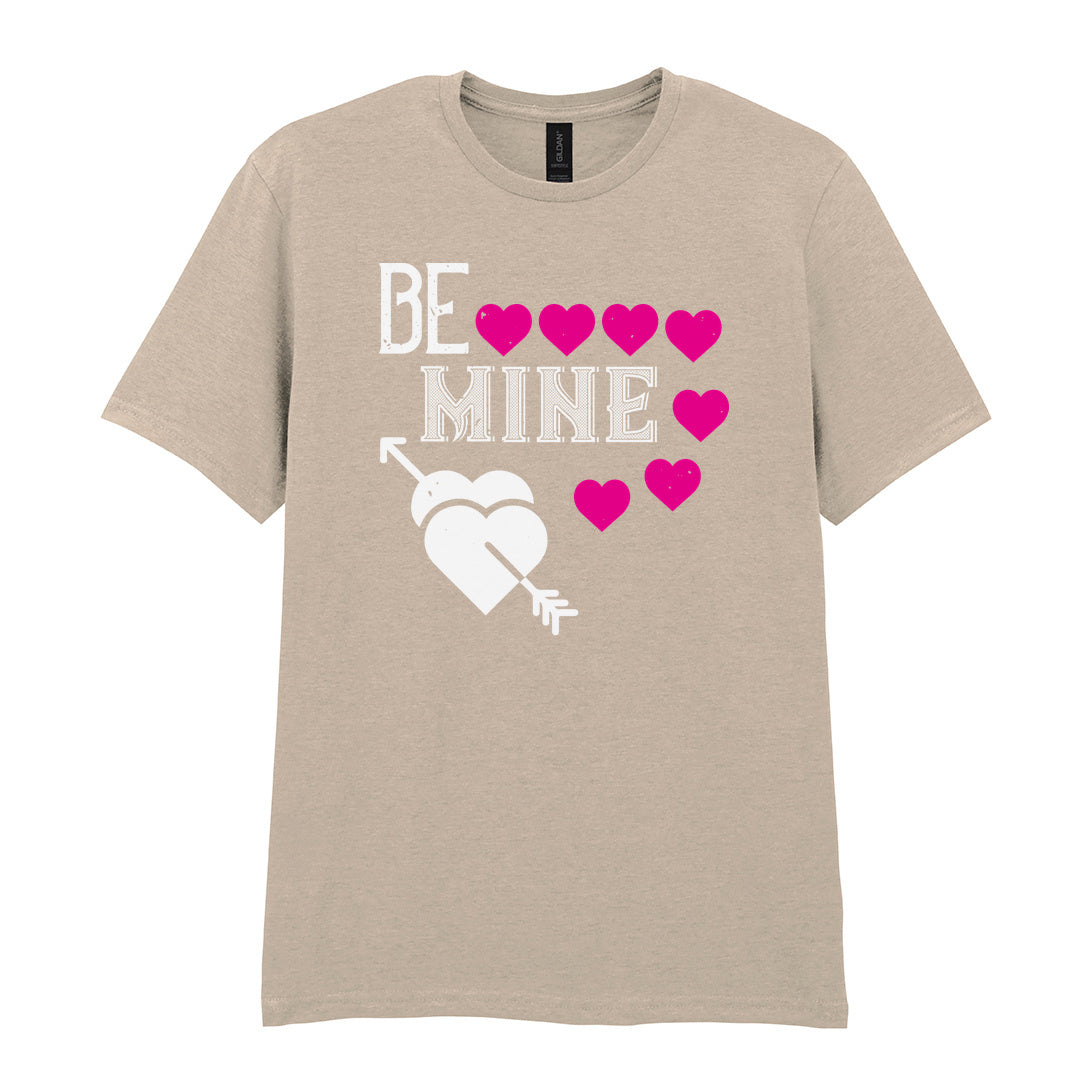 IPRINTOP Be Mine Graphic T-Shirt in Sand - decorative love-themed lettering