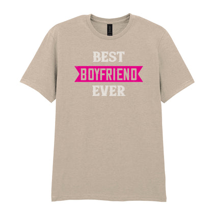 IPRINTOP Best Boyfriend Ever Graphic T-Shirt in Sand - pink banner and white lettering
