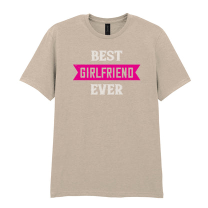 IPRINTOP Best Girlfriend Ever Graphic T-Shirt in Sand - pink banner and white lettering