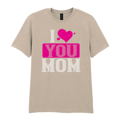 IPRINTOP I Love You Mom Graphic T-Shirt in Sand - decorative love-themed lettering