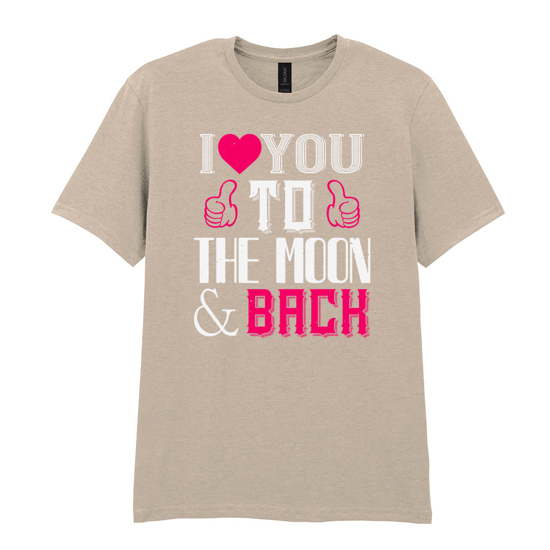 IPRINTOP I Love You To The Moon & Back Graphic T-Shirt in Sand - decorative love-themed lettering