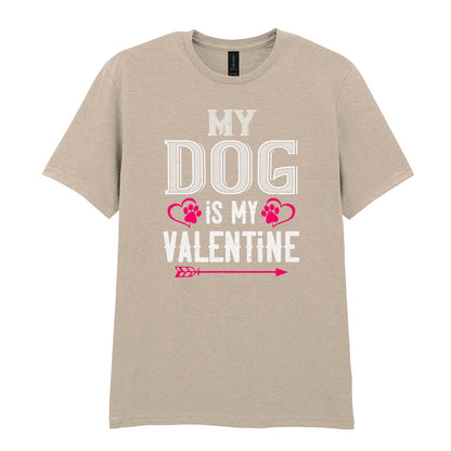 IPRINTOP My Dog Is My Valentine Graphic T-Shirt in Sand - heart-shaped paws and an arrow