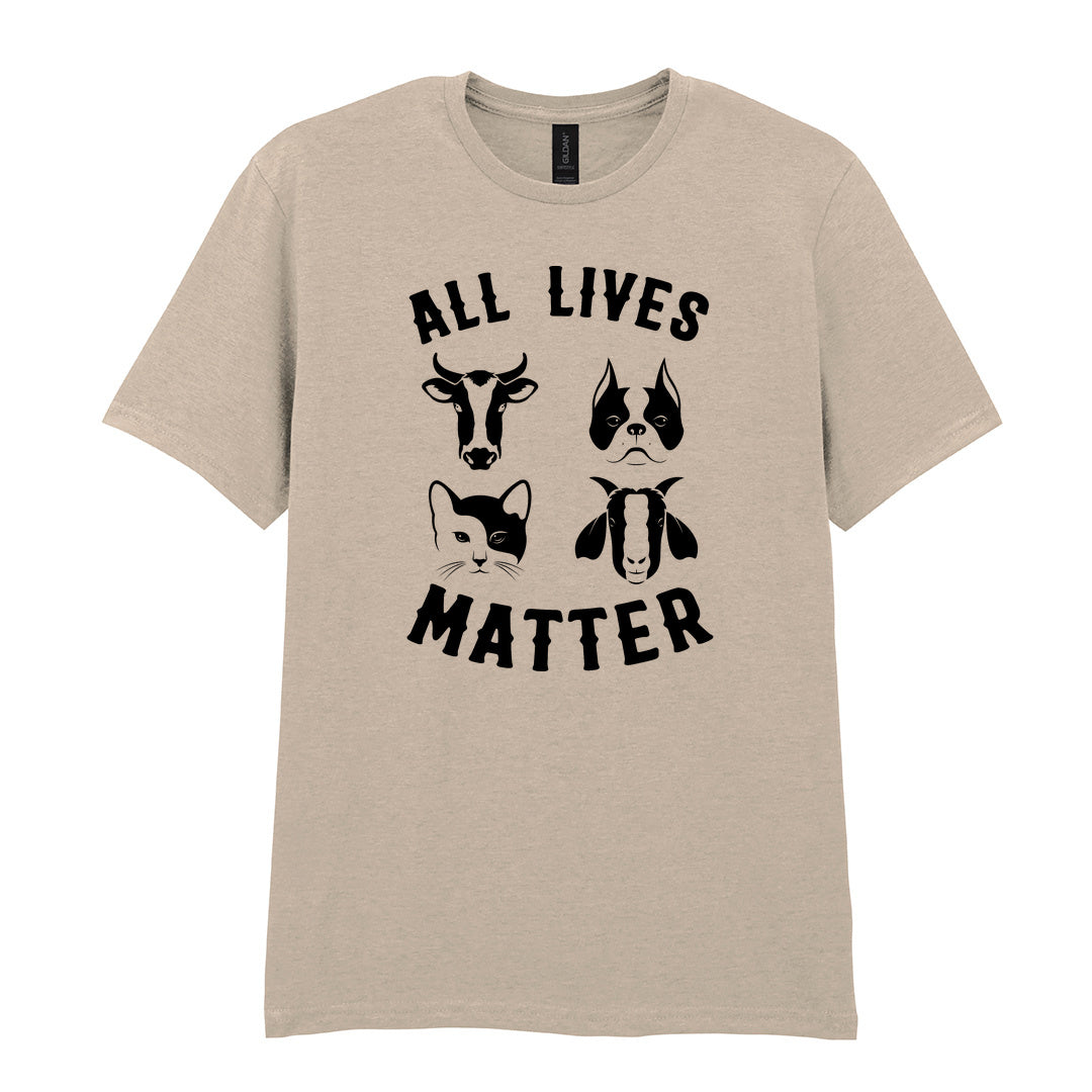 IPRINTOP All Lives Matter Graphic T-Shirt in Sand - four animal faces