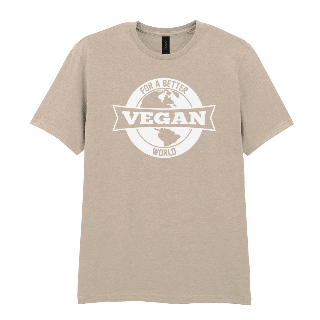 IPRINTOP For Better Vegan World Graphic T-Shirt in Sand - Vegan globe emblem