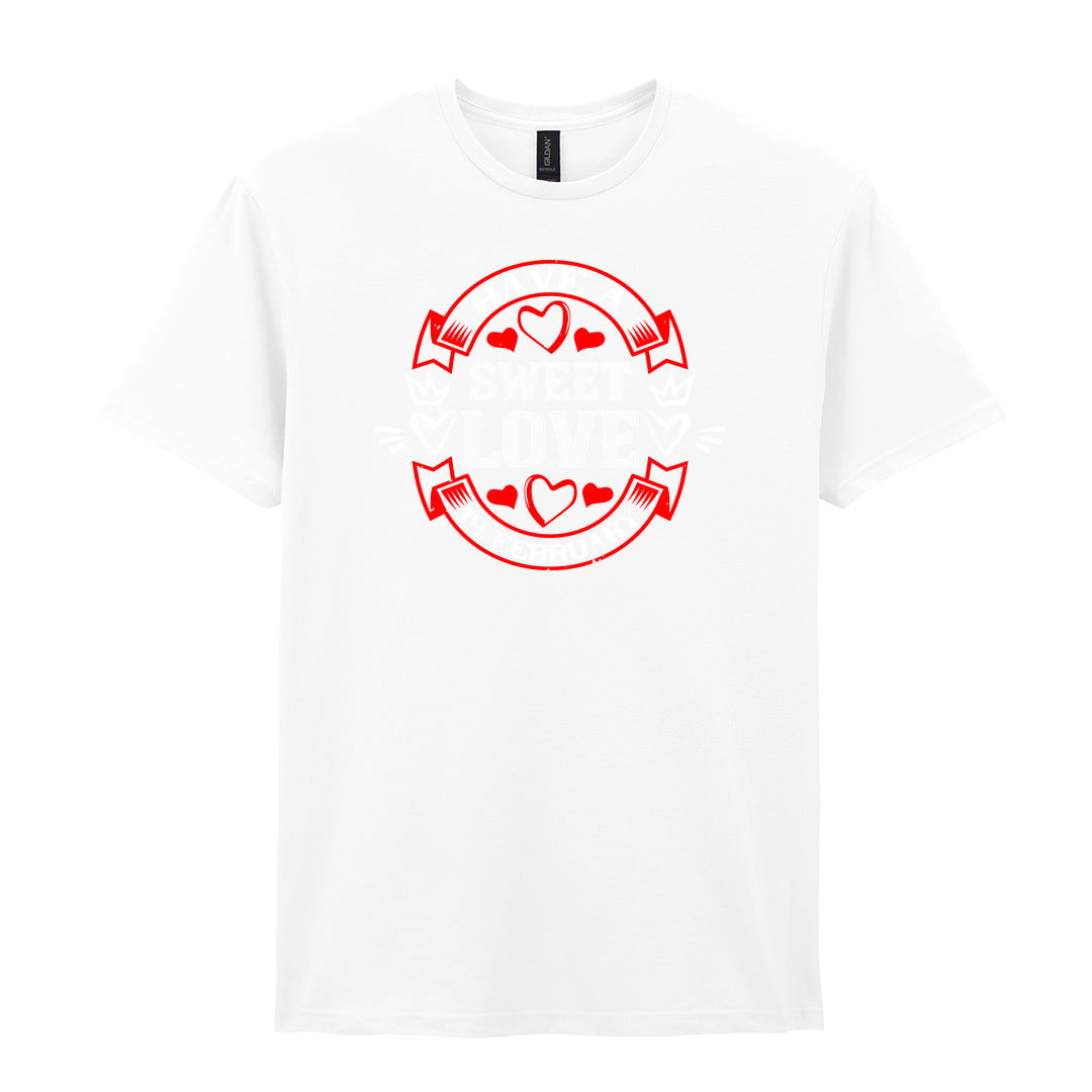 IPRINTOP Have A Sweet Love Graphic T-Shirt in White - red hearts and circular love emblem