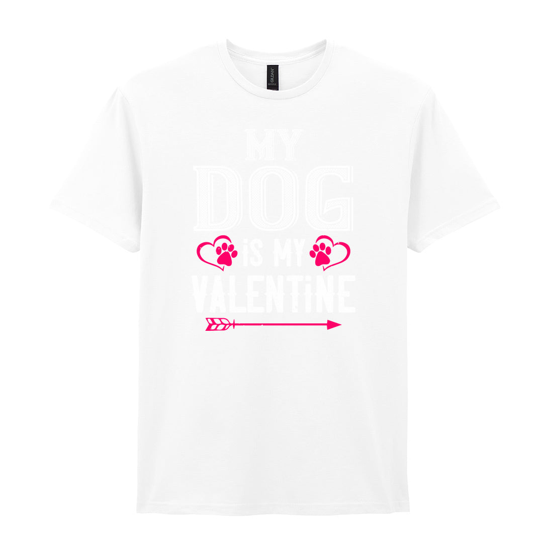 IPRINTOP My Dog Is My Valentine Graphic T-Shirt in White - heart-shaped paws and an arrow