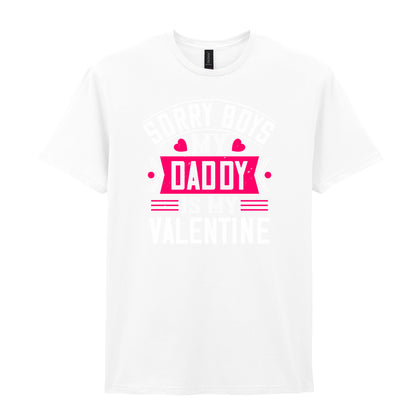 IPRINTOP Sorry Boys My Daddy Is My Valentine Graphic T-Shirt in White - decorative love-themed lettering