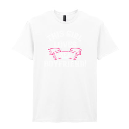IPRINTOP This Girl Loves Her Boyfriend Graphic T-Shirt in White - decorative love-themed lettering