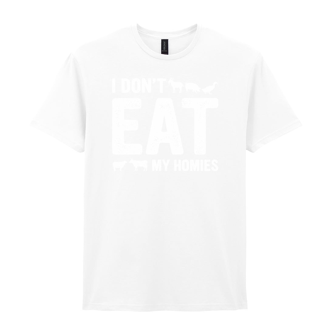 IPRINTOP I Don't Like My Homies Graphic T-Shirt in White - I Don't Eat My Homies animal lettering