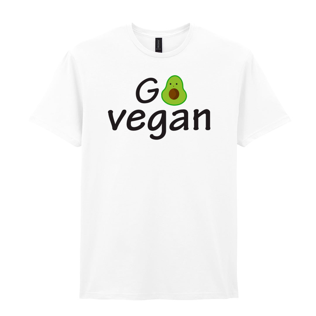 IPRINTOP Vegan Vibes Graphic T-Shirt in White - Go Vegan avocado lettering