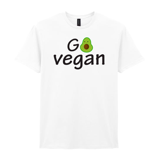 IPRINTOP Vegan Vibes Graphic T-Shirt in White - Go Vegan avocado lettering