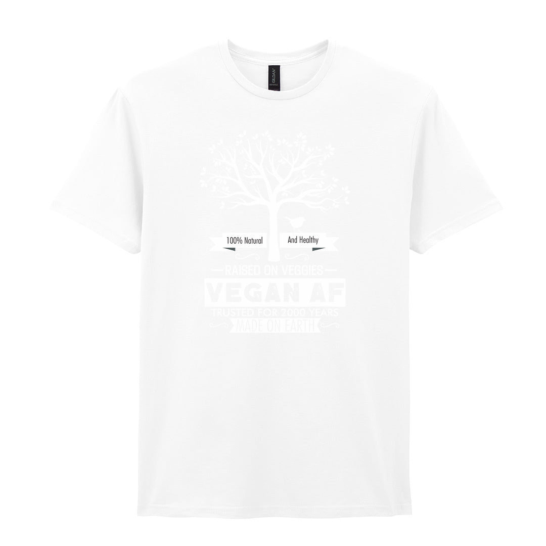 IPRINTOP 100% Natural and Healthy Graphic T-Shirt in White - tree and Vegan AF lettering