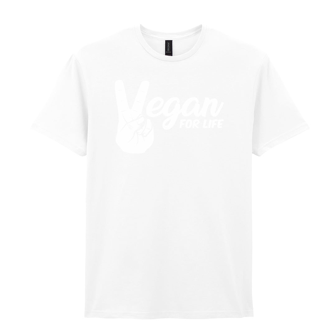 IPRINTOP Vegan For Life Graphic T-Shirt in White - peace hand and Vegan For Life