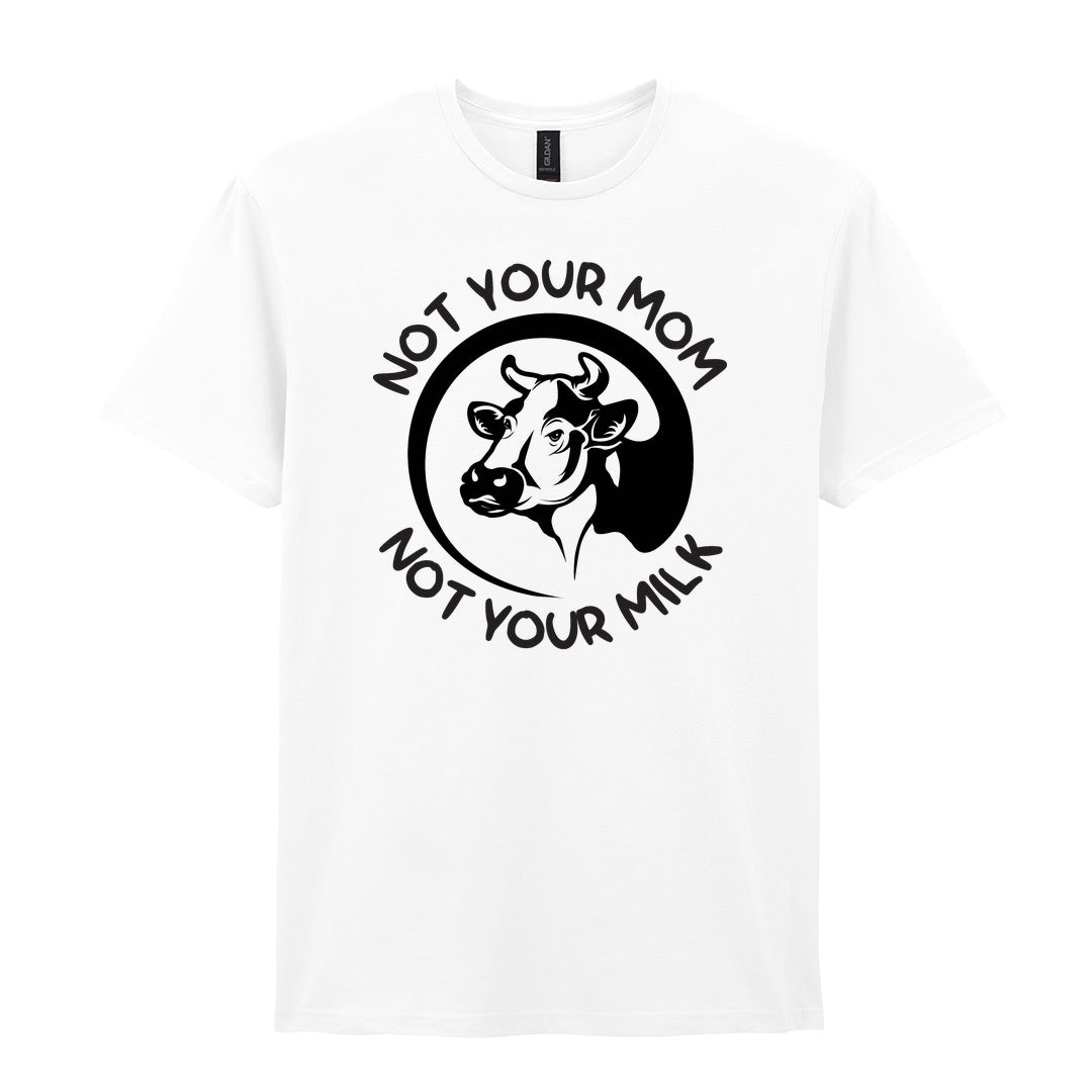 IPRINTOP Not Your Mom Not Your Milk Graphic T-Shirt in White - cow portrait and milk slogan